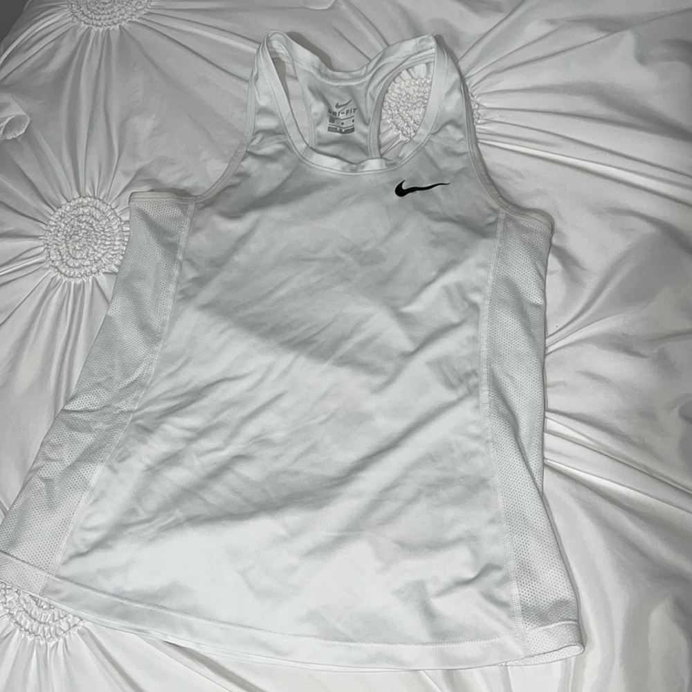 WHITE NIKE DRI-FIT ATHLETIC TANK